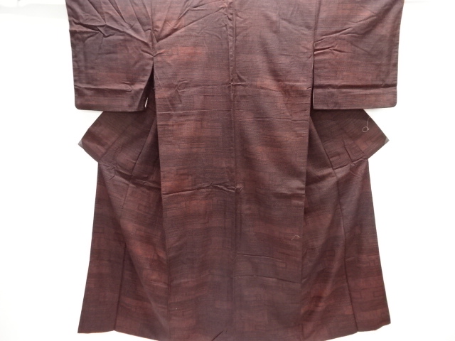 JAPANESE KIMONO / ANTIQUE KIMONO / SILK / TSUMUGI / WOVEN GEOMETRIC